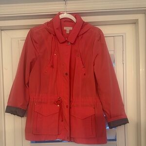Charter Club Women's Peachy Hooded Rain Jacket Size Petite Large